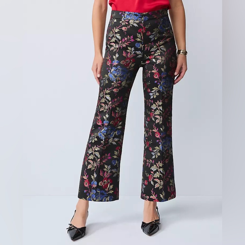 Ann Taylor NWT - Side Zip Flare Pant in Floral Jacquard